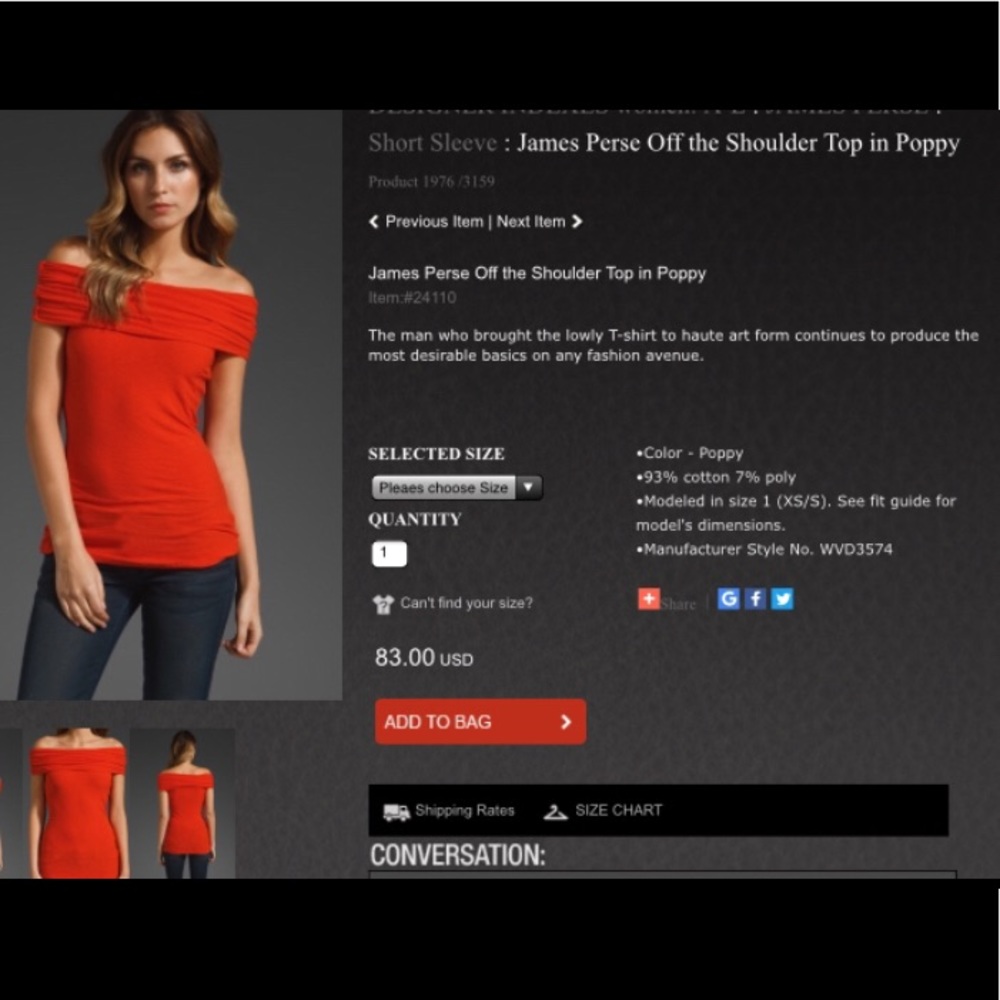 James Perse Off the Shoulder Shirt - Picture 2 of 8